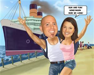 Cruise Couple Caricature from Photos