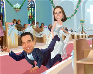 Wedding Day Couple Caricature from Photos