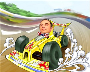 Car Racing Caricature from Photo