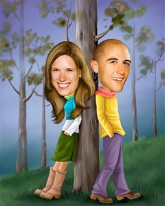 Couple Caricature Forest of Love from Photos