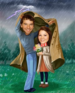 Couple Caricature - Stand by Me in Storm, from Photos