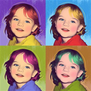 Pop Art 4 Panels Portrait from Photo