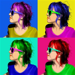 Pop Art 4 Panels Portrait from Photo