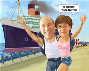 Cruise Couple Caricature from Photos