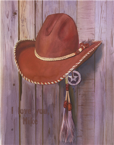 Cowboy Hat Watercolor Print with Custom Text