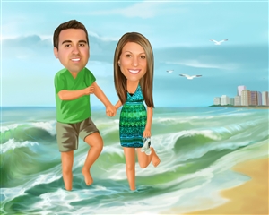 The Vacation Couple Caricature from Photos