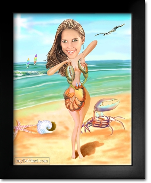 Nude Beach Girl Caricature from Photo