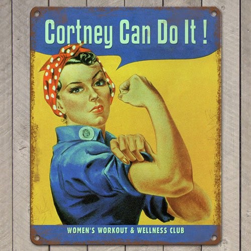 Rosie the Riveter Metal Sign with Custom Text,by myDaVinci - myDaVinci