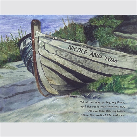 Deserted Island - Watercolor Print with Custom Text for Anniversary,by myDaVinci - myDaVinci