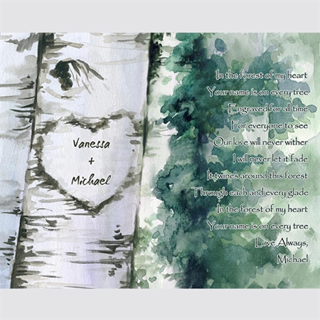 Forest of Love - Ink Rendering Print with Custom Text - myDaVinci