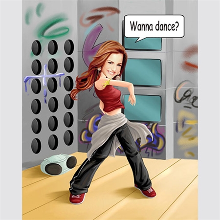 Dancing Girl Caricature from Photo,by myDaVinci - myDaVinci