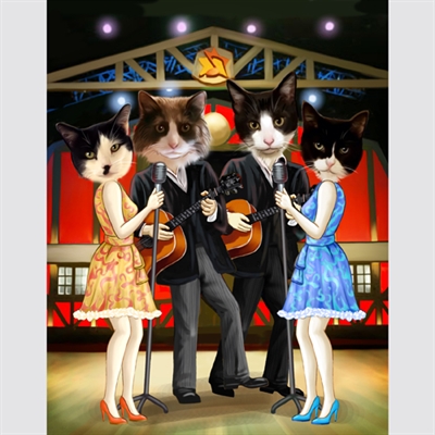 Custom Caricature of Pets as Musicians from Photos,by myDaVinci - myDaVinci