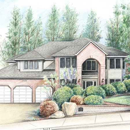 Hand Drawn Colored Pencil House Portrait from A Photo,by myDaVinci - myDaVinci
