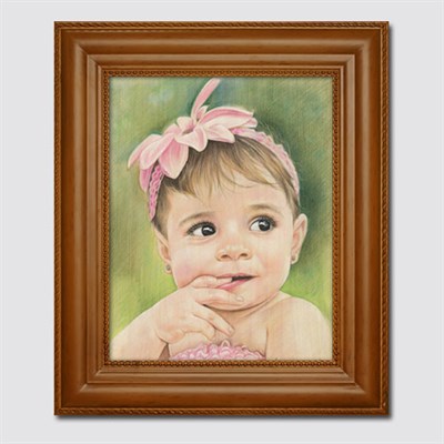 Hand Drawn Color Pencil on Wood  of A Little Pretty Girl from Her Photo - myDaVinci