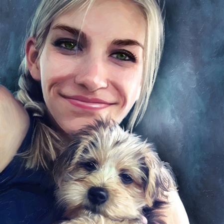 Oil Painting Giclee for A Pretty Young Woman with Her Cute Little Dog,by myDaVinci - myDaVinci