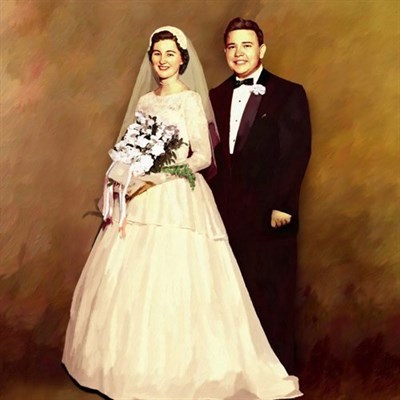 Oil Painting Giclee of A Wedding Couple from An Old Wedding Photo - myDaVinci