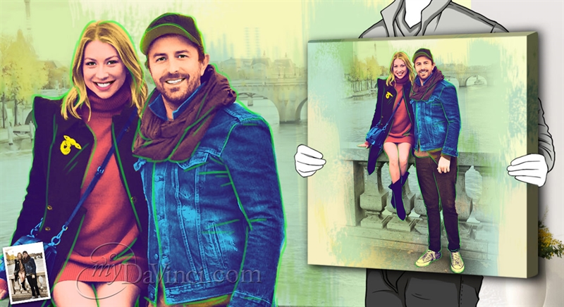 Pop Art 1 Panel of A Happy Young Couple from Photos,by myDaVinci | myDaVinci