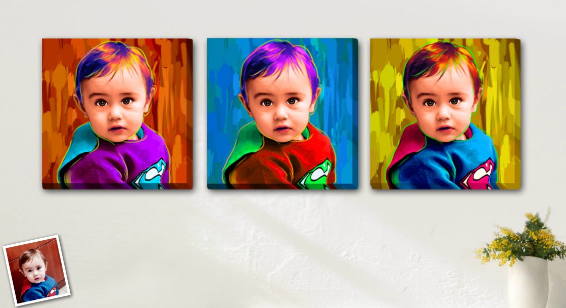 Pop Art 3 Panels from Photos | myDaVinci