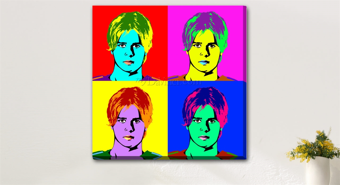 Pop Art 4 Panels of A Young Man in Warhol Style,by myDaVinci | myDaVinci