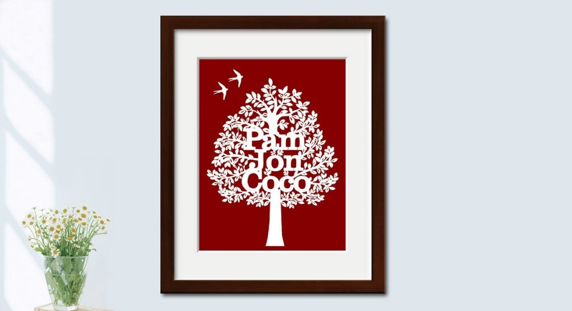 Paper Cut Family Tree with Red Background,by myDaVinci | myDaVinci