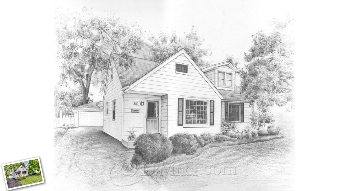 Hand Drawn Pencil Sketch of A Single House,by myDaVinci | myDaVinci