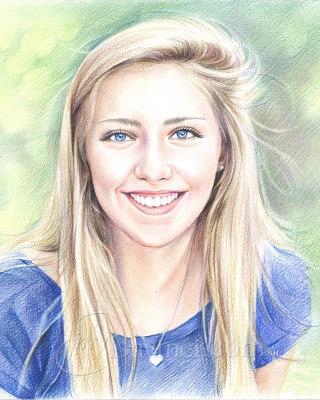 Custom Portrait Color Pencil Drawing From Photo 6x9” Hand Draw free Shipping