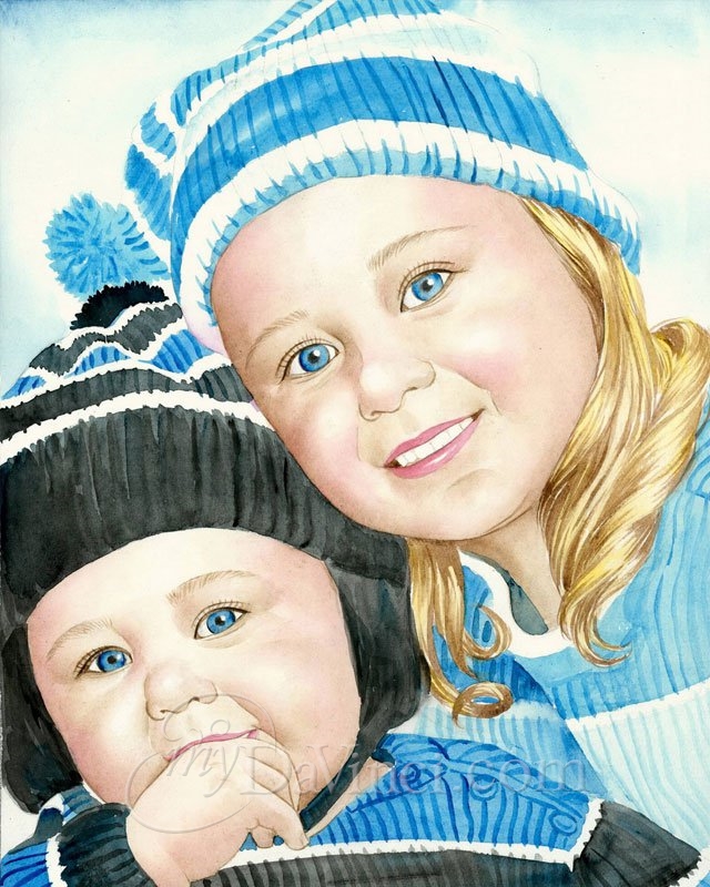 Custom Family Portrait Custom Portrait Painting From Photo DIGITAL Custom Child or Baby or Family Photo Watercolor DIGITAL Painting