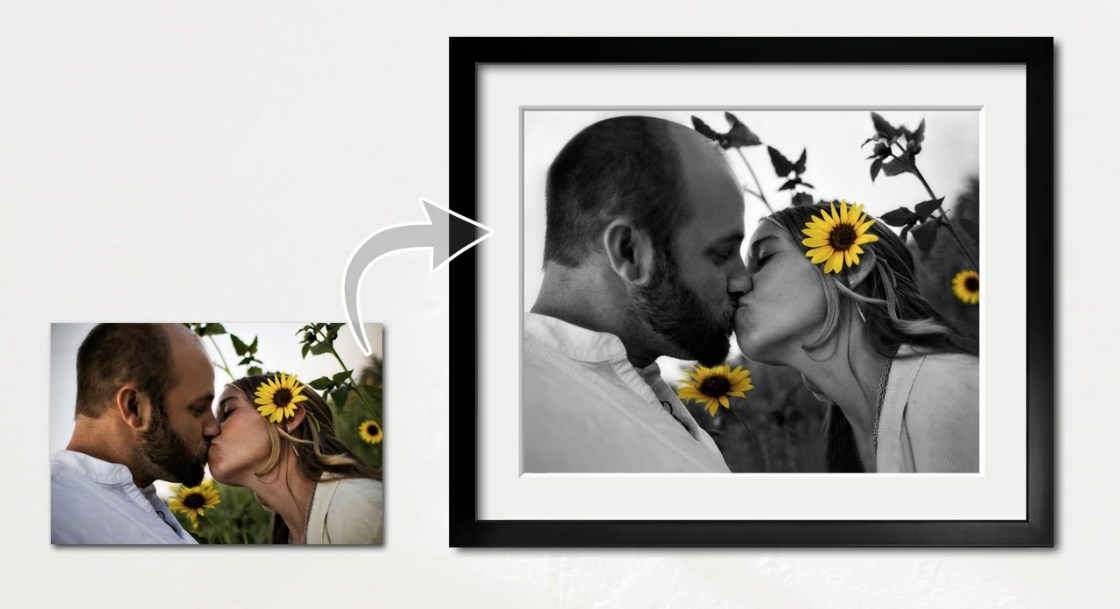 Color Accent of A Photo of An African American Couple Kissing in the Field,by myDaVinci | myDaVinci