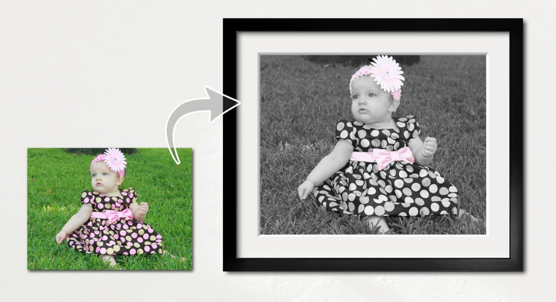 Color Accent of A Photo of A Little Pretty Girl Sitting on Grass,by myDaVinci | myDaVinci