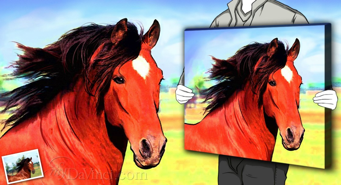Watercolor Pop Portrait of A Horse from Photo,by myDaVinci | myDaVinci
