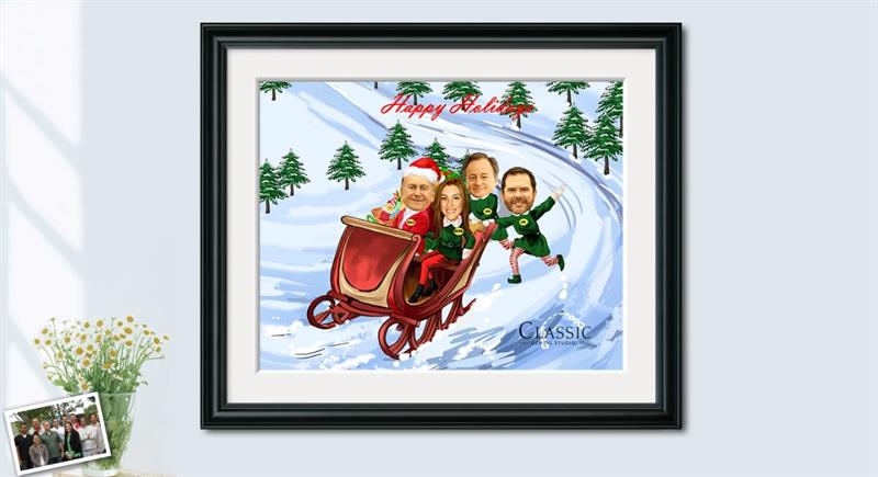 Custom Caricature from Photos for Christmas and Holiday,by myDaVinci | myDaVinci