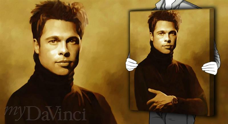 Brad Pitt Oil Painting Giclee,by myDaVinci | myDaVinci