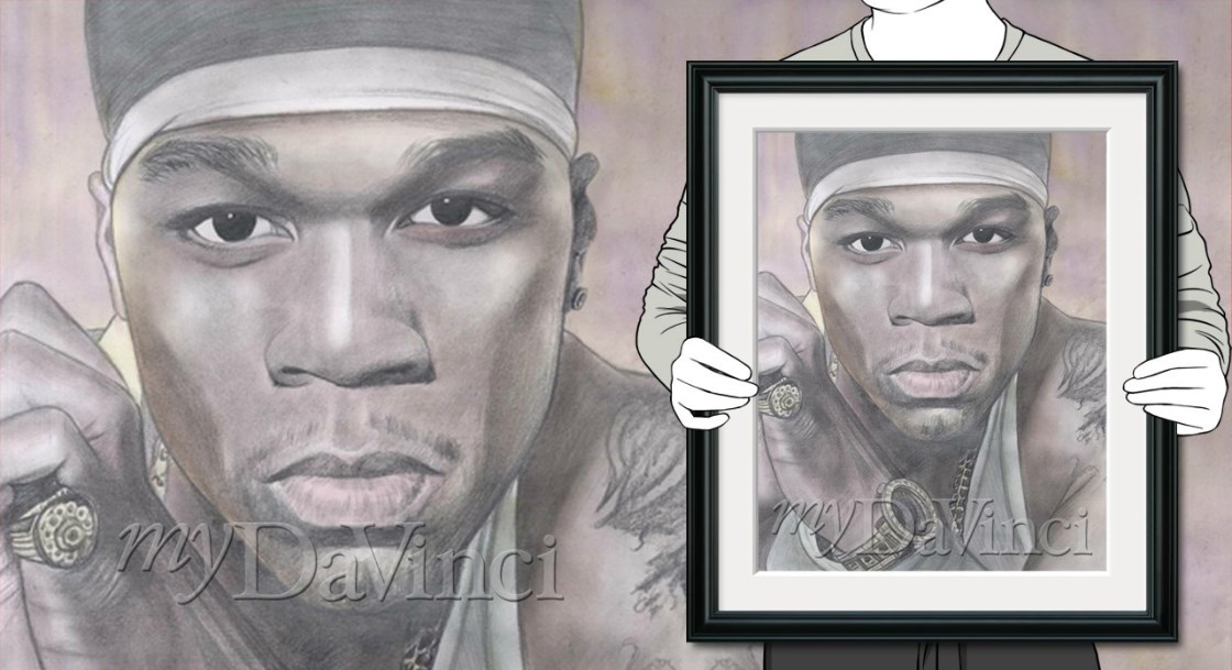 DaVinci Sketch Print of Singer 50 Cent,by myDaVinci | myDaVinci