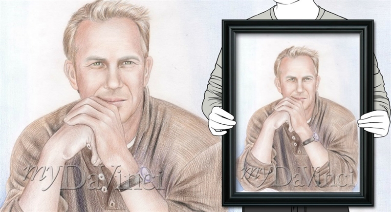 Kevin Costner Colored Pencil Portrait Print,by myDaVinci | myDaVinci