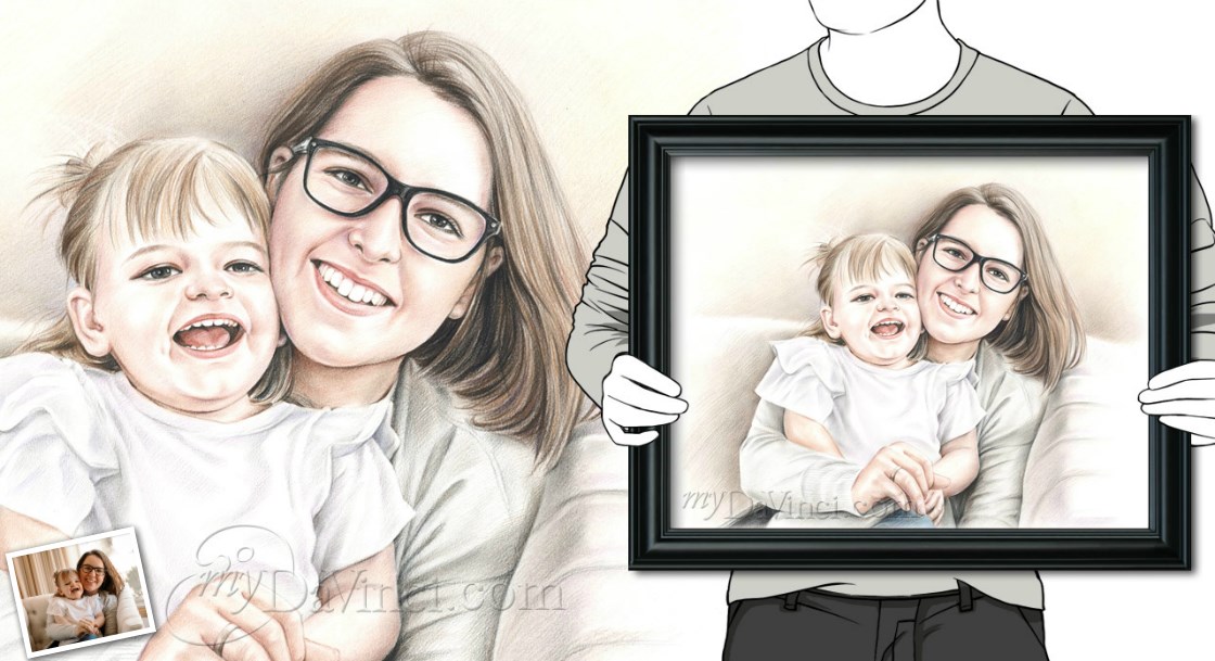Hand Drawn Colored Pencil Family Portraits from Photos,by myDaVinci | myDaVinci