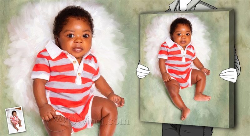 Oil Painting Giclee of A Cute African American Baby,by myDaVinci | myDaVinci