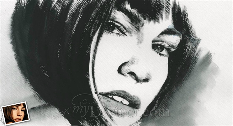 Hand Painted Ink Rendering Portraits from Photos,by myDaVinci | myDaVinci