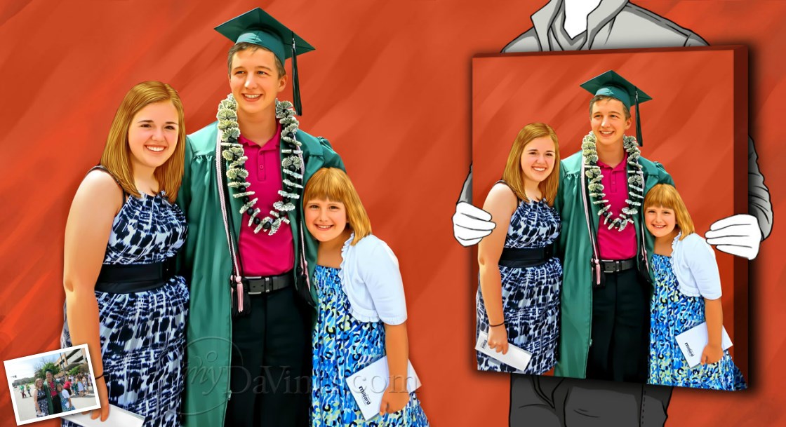 Leonardo's Pop Art for A Graduation Photo of Family of Three,by myDaVinci | myDaVinci