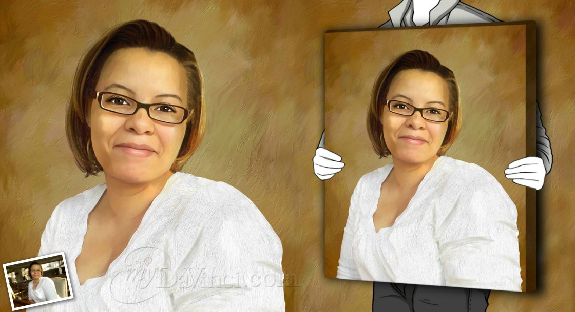 Oil Painting Giclee of An African American Woman in White Shirt with A Pair of Glasses,by myDaVinci | myDaVinci