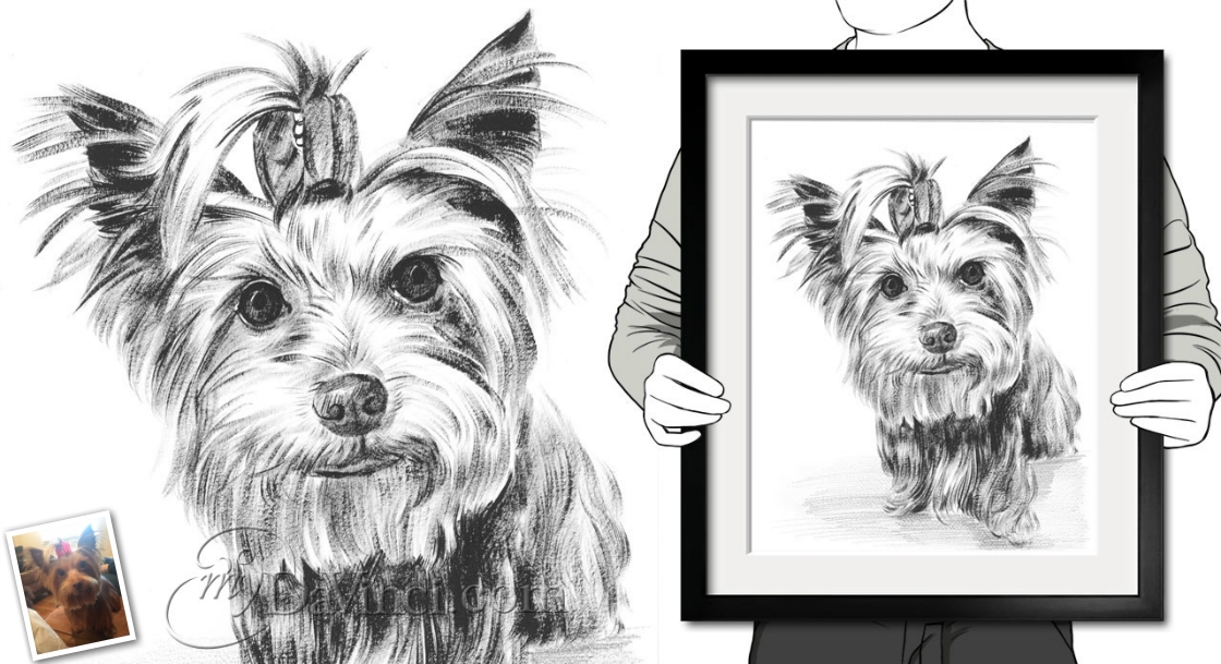 Hand Painted Ink Rendering Portrait of A Black Dog from Photo | myDaVinci
