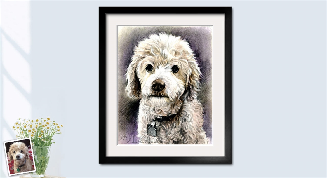 Hand Drawn Vintage DaVinci Sketch Portrait of A Dog's Headshot,by myDaVinci | myDaVinci