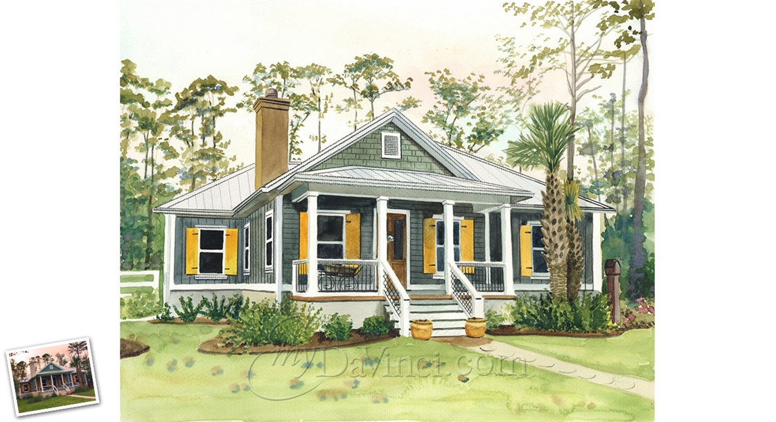Hand Painted Watercolor House Portrait from A Photo | myDaVinci
