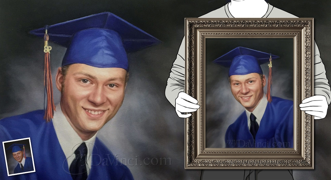 Hand Painted Oil Painting Of Graduation Man from Photos | myDaVinci