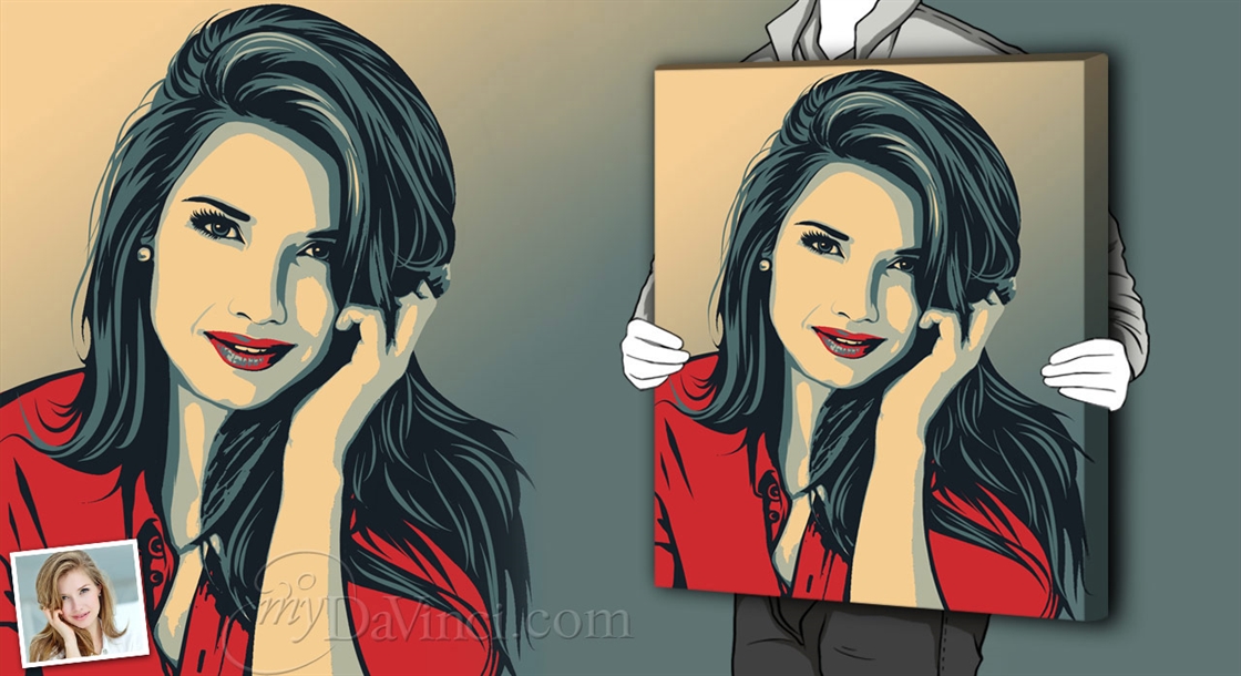 Propaganda Pop Art Portrait from Photo,by myDaVinci | myDaVinci