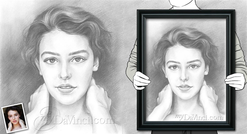 Hand Drawn Pencil Sketch from A Headshot Photo of A Beautiful Lady | myDaVinci