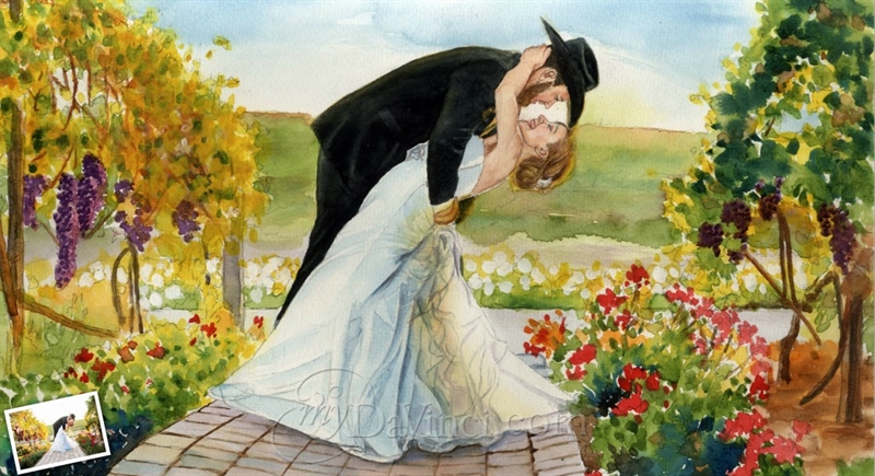 Hand Painted Watercolor Couple Portraits from Photos,by myDaVinci | myDaVinci