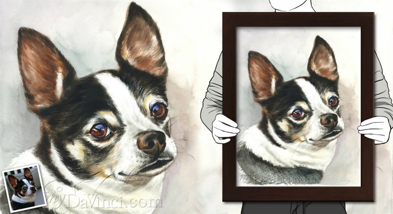 Hand Painted Watercolor Portrait of A Dark Brown Dog, by myDaVinci | myDaVinci