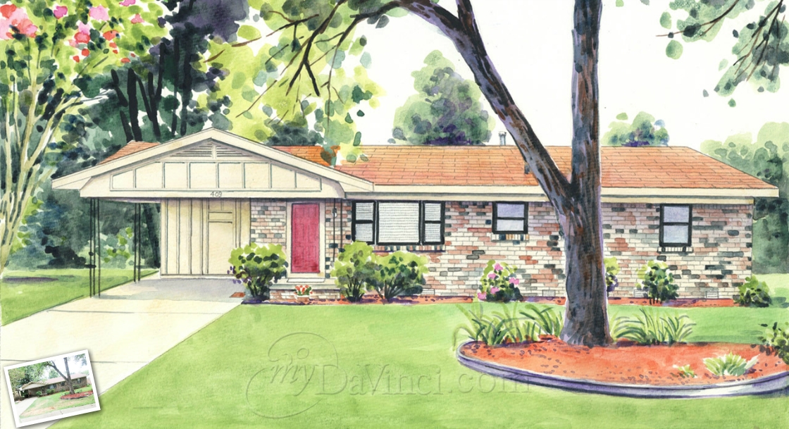 Hand Painted Watercolor House Portrait from Photo,by myDaVinci | myDaVinci