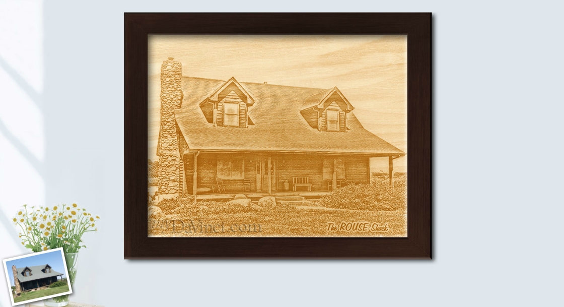 Photo Wood Engraving of A House with Fine Details | myDaVinci