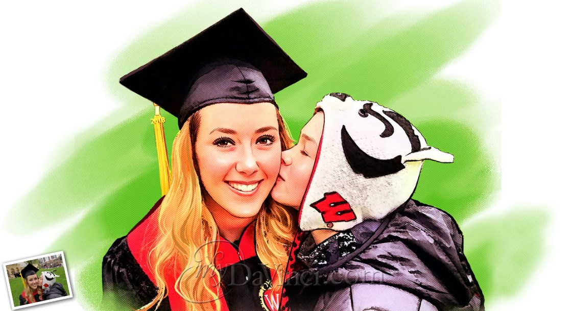 Watercolor Pop from Photo of A graduating Girl Kissed By Her Sister | myDaVinci